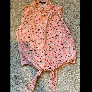 Satin Front Tie Shirt